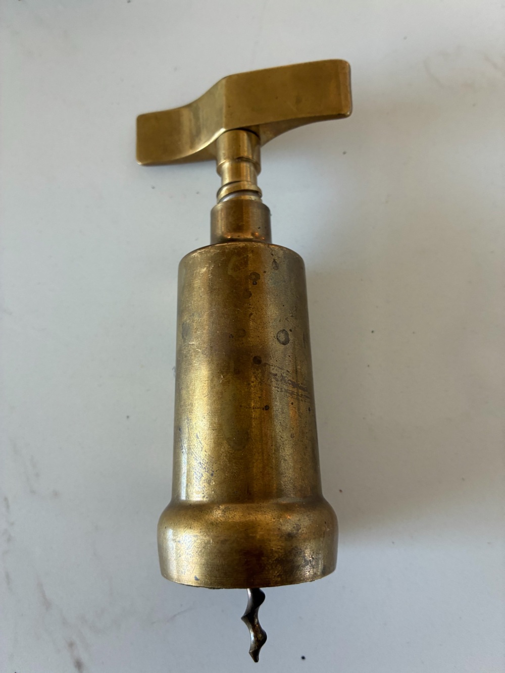 Vintage brass corkscrew mid 20 th century Made in Italy .